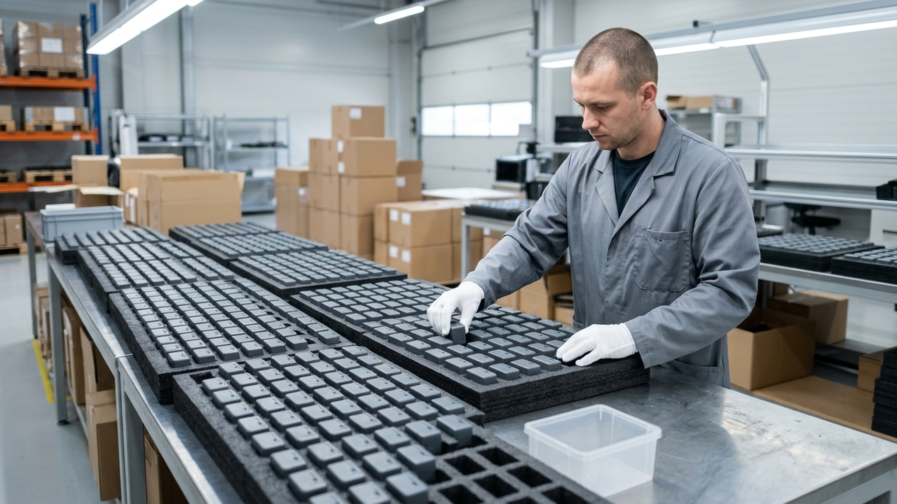 Multi-Part Assembly Verification Matrix: Validating Fit, Flushness & Fastener Torque on First-Article GLUCK SLA Kits — 300-unit moldless SLA bridge production lot packed in partitioned anti-static EPE foam trays for staged delivery — Concept Illustration (Not a Photograph of Delivered Client Parts)