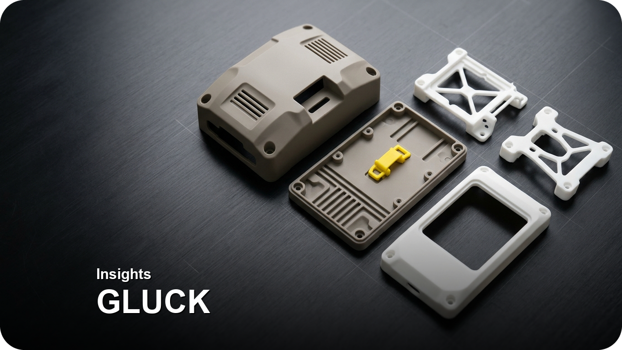 Kit-Based Split Delivery: Receiving Matched Upper/Lower Housings and Brackets as Complete Unit Kits Per Release — 5-piece matched device enclosure kit (upper/lower shells, front bezel, and internal sensor brackets) produced without multi-cavity mold tooling — Concept Illustration (Not a Photograph of Delivered Client Parts)