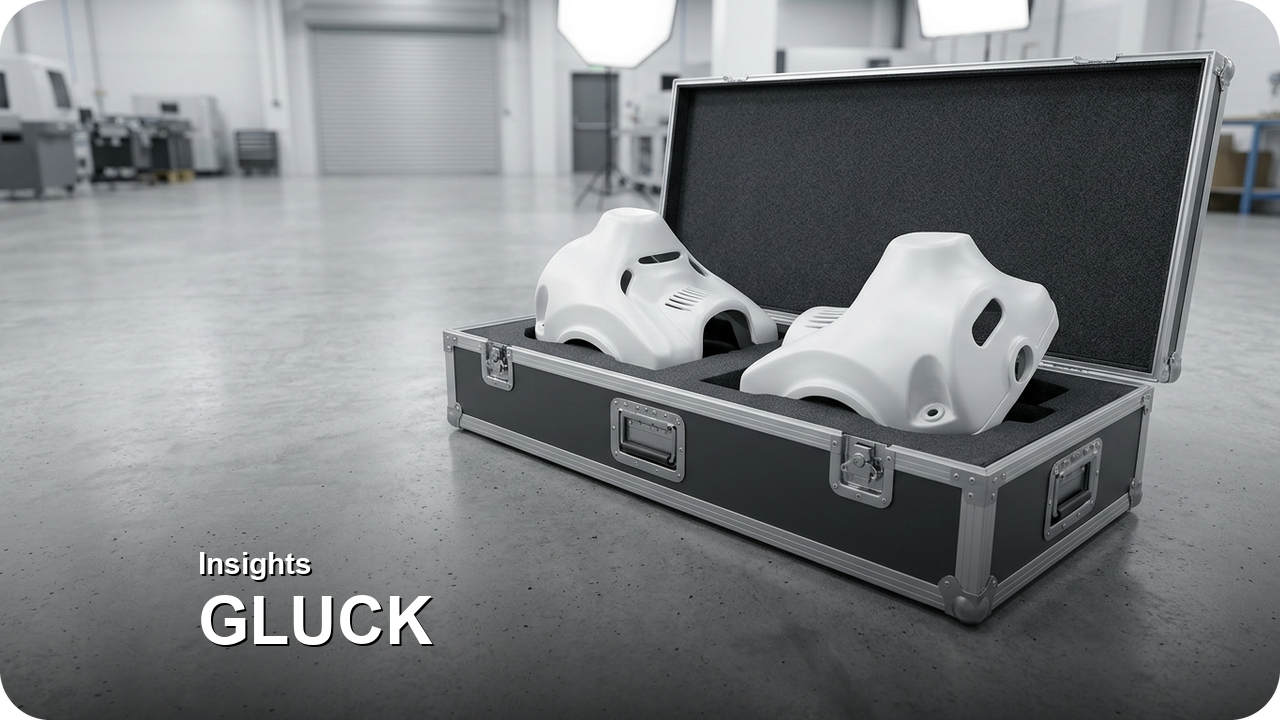 When Excessive Lot Splitting Backfires: Balancing Inventory Savings Against Cumulative Per-Release Setup & Freight Fees — Custom-contoured high-density polyethylene foam transit cradles protecting curved satin-white SLA equipment covers inside heavy-duty flight cases — Concept Illustration (Not a Photograph of Delivered Client Parts)