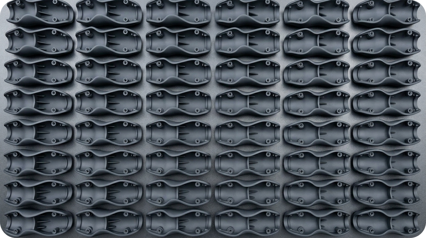 Multiple variations of robot housing parts arranged for small-batch production