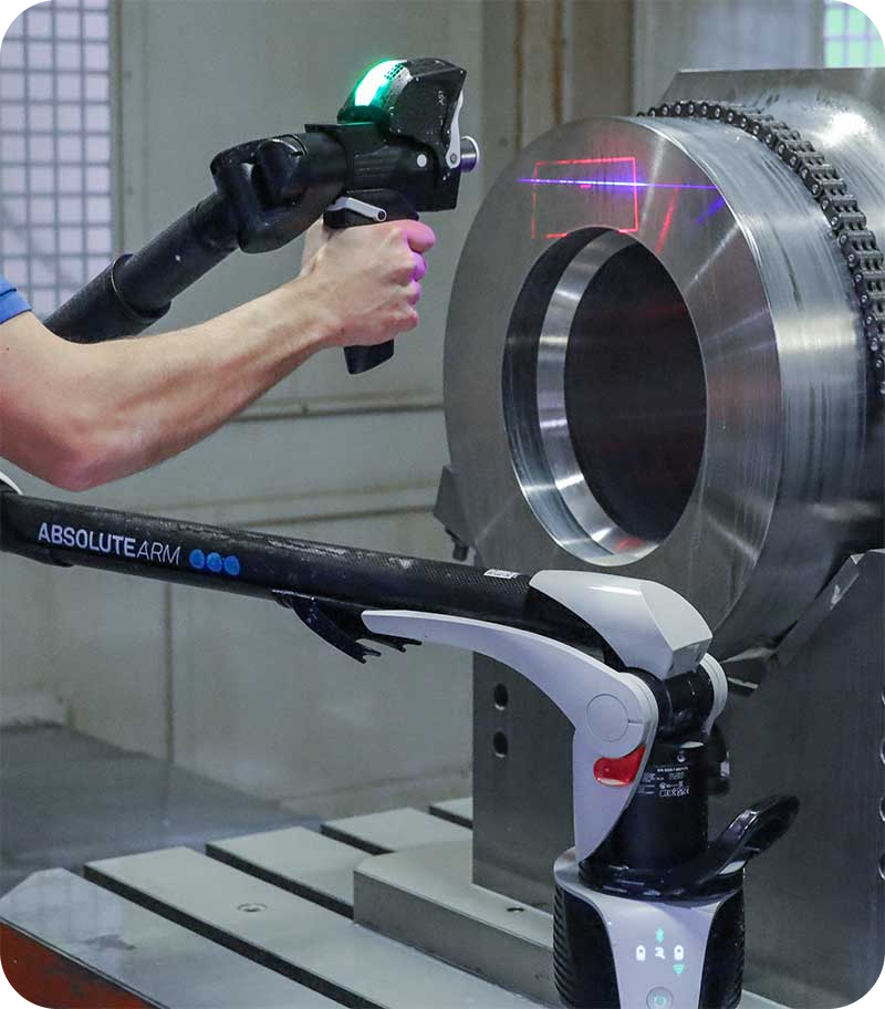 Portable measurement systems allow manufacturers to inspect complex components directly on the production floor. Image courtesy of Hexagon.