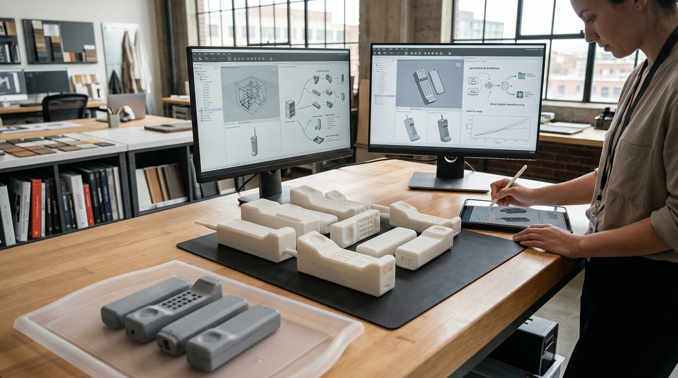 케빈 노키가 3D프린팅으로 되살린 벽돌폰 형태의 블루투스 핸드셋 (출처: designboom.com) (AI-generated visual by gemini)