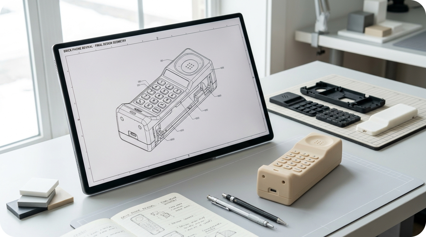 화면도 앱도 없이 전화 기능만 담은 안티 디스트랙션 핸드셋 콘셉트 (출처: designboom.com) (AI-generated visual by gemini)